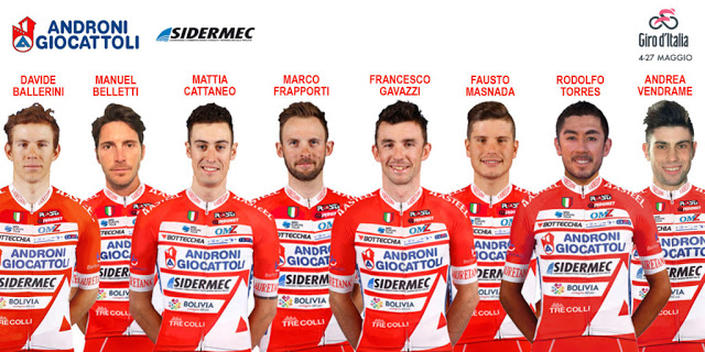Giro d'Italia: Team Androni Giocattoli's squad