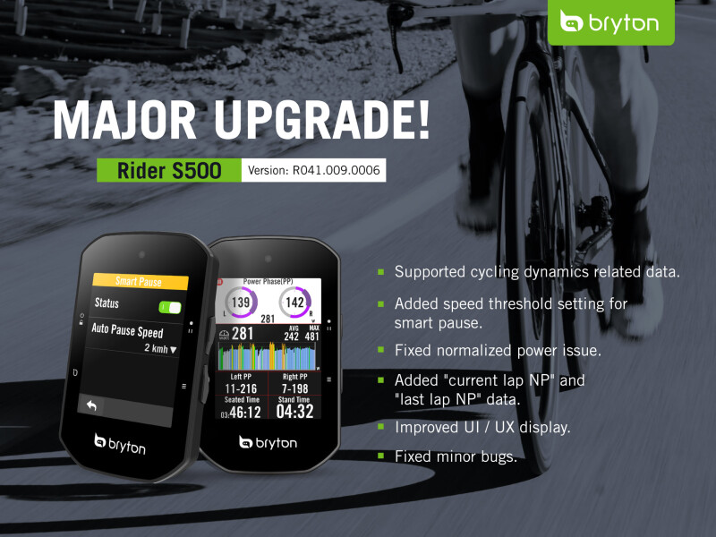 Bryton Rider S500 Update