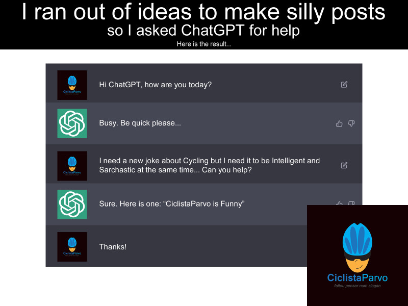 I ran out of ideas to make silly posts so I asked ChatGPT for help