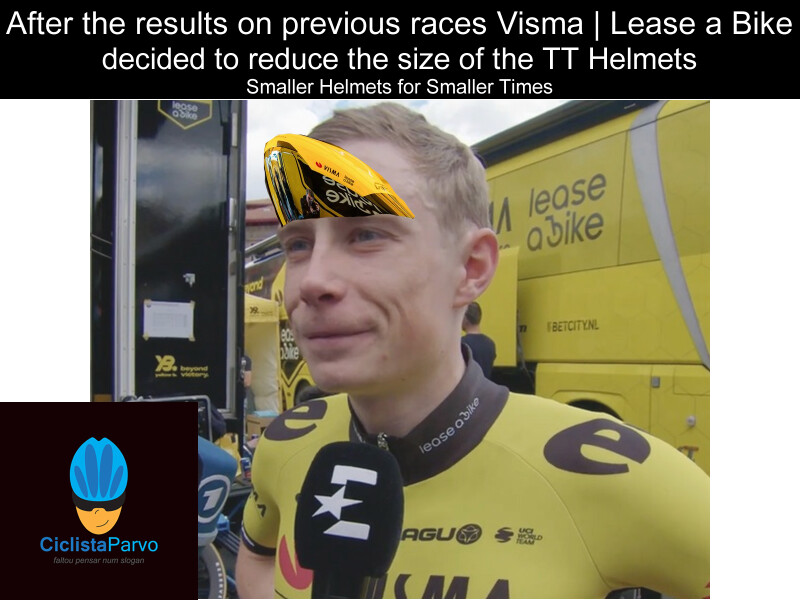 After the results on previous races Visma | Lease a Bike decided to reduce the size of the TT Helmets