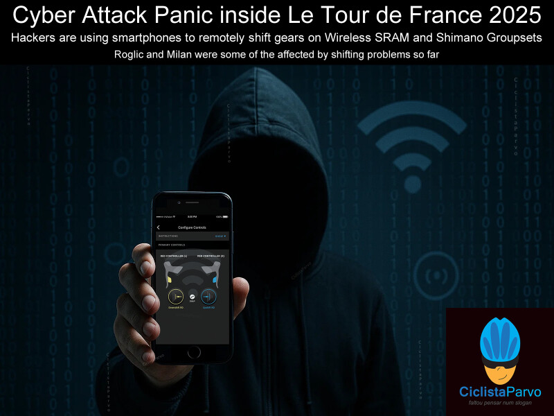 Cyber Attack Panic inside Le Tour de France 2025 Hackers are using smartphones to remotely shift gears on Wireless SRAM and Shimano Groupsets