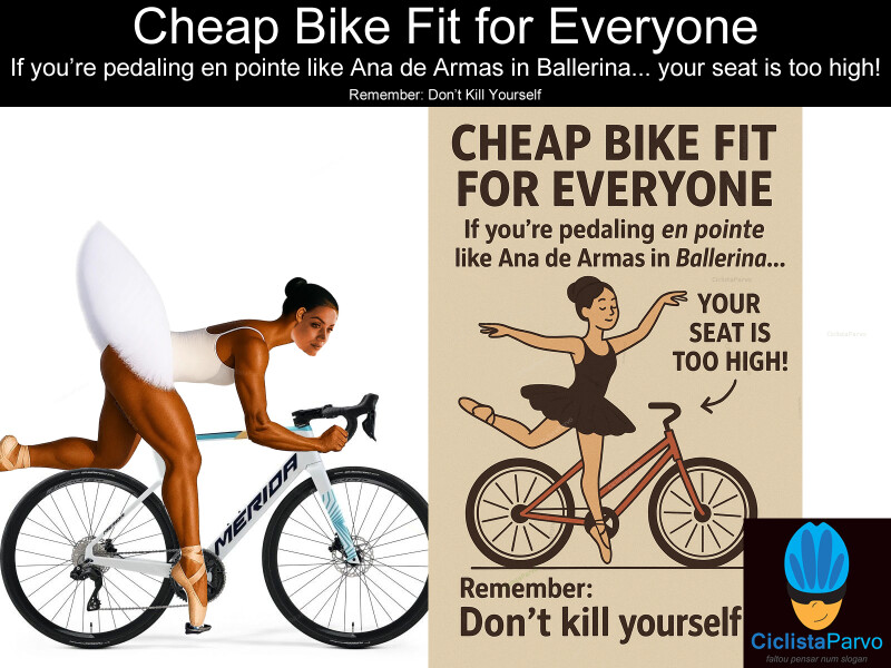 Cheap Bike Fit for Everyone If you're pedaling en pointe like Ana de Armas in Ballerina… your seat is too high!