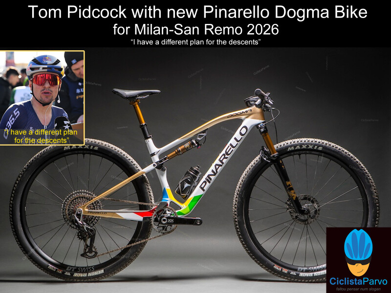 Tom Pidcock with new Pinarello Dogma Bike for Milan-San Remo 2026