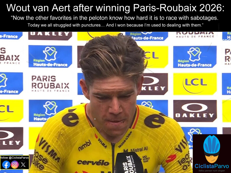 Wout van Aert after winning Paris-Roubaix 2026...