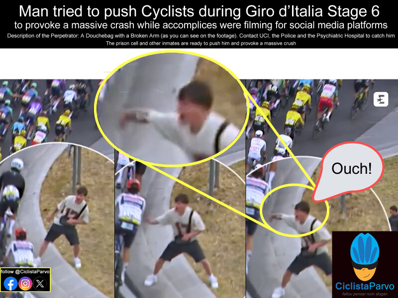 Man tried to push Cyclists during Giro d'Italia Stage 6