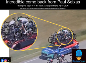 Incredible come back from Paul Seixas during the stage 7 of the Tour Auvergne-Rhône-Alpes 2026...
