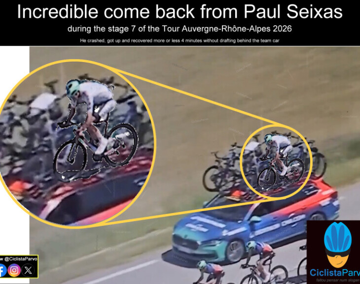 Incredible come back from Paul Seixas during the stage 7 of the Tour Auvergne-Rhône-Alpes 2026...