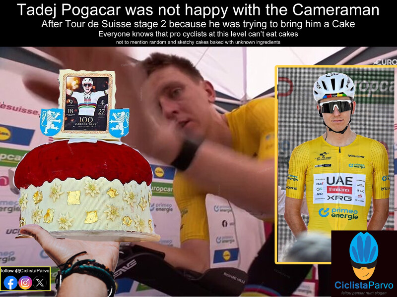 Tadej Pogacar was not happy with the Cameraman