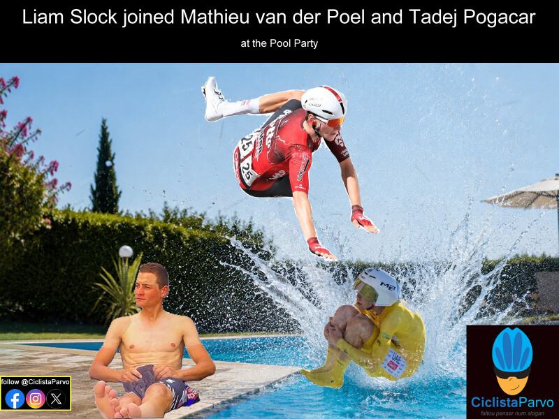 Liam Slock also joined Mathieu van der Poel and Tadej Pogacar at the Pool Party
