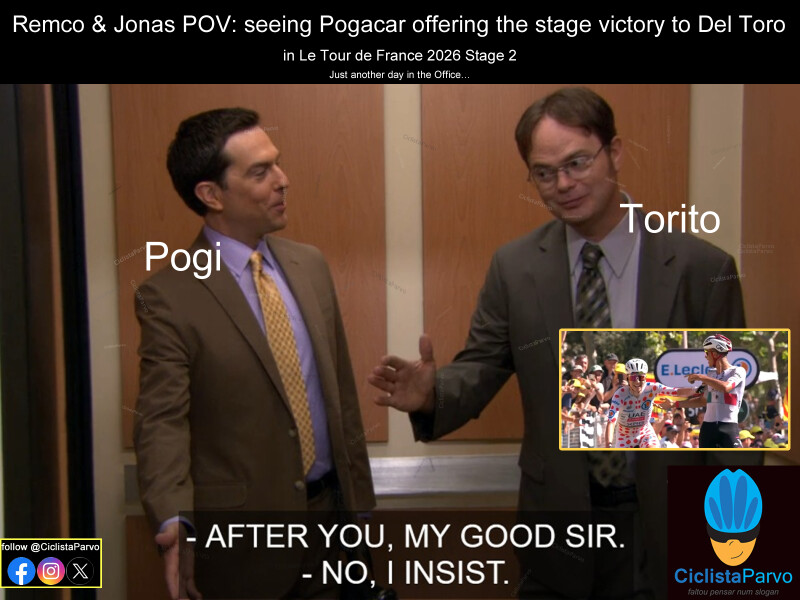 Remco & Jonas POV: seeing Pogacar offering the stage victory to Del Toro