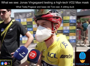 What we see: Jonas Vingegaard testing a high-tech VO2 Max mask