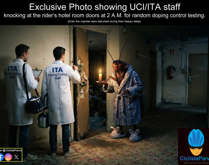 Exclusive photo showing UCI/ITA staff  knocking at the rider's hotel room doors at 2 A.M
