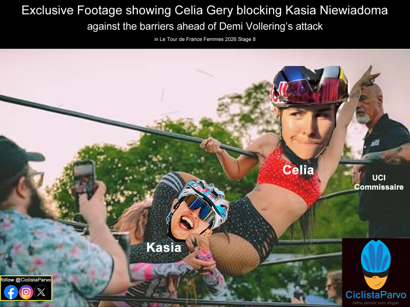 Exclusive Footage showing Celia Gery blocking Kasia Niewiadoma against the barriers